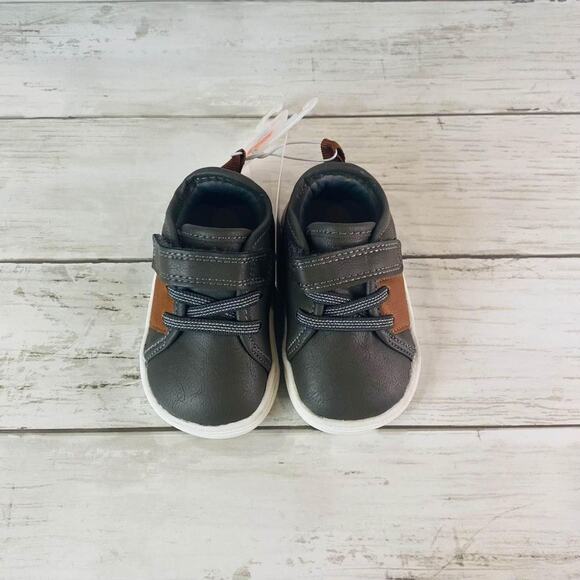 Carters Infant Shoes Size 3 Charcoal/Brown JY21DO2H Velcro Strap Closure Loafers - Picture 3 of 6